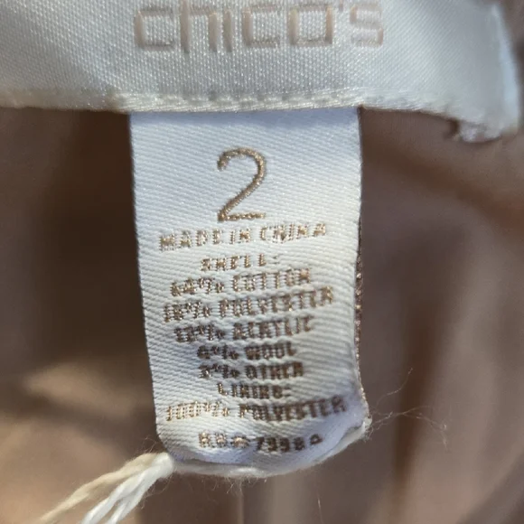 C30 Chico's Elegant Basket Weave Blazer Jacket Sz 2 (LG) Opened Front Textured - Picture 10 of 11